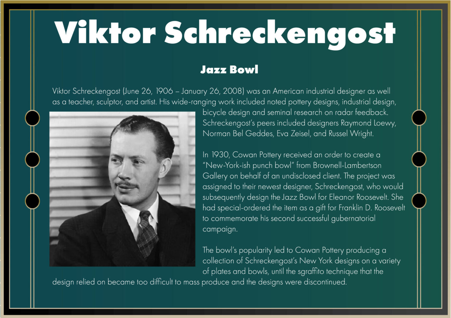 The biography of designer Victor Schreckengost
