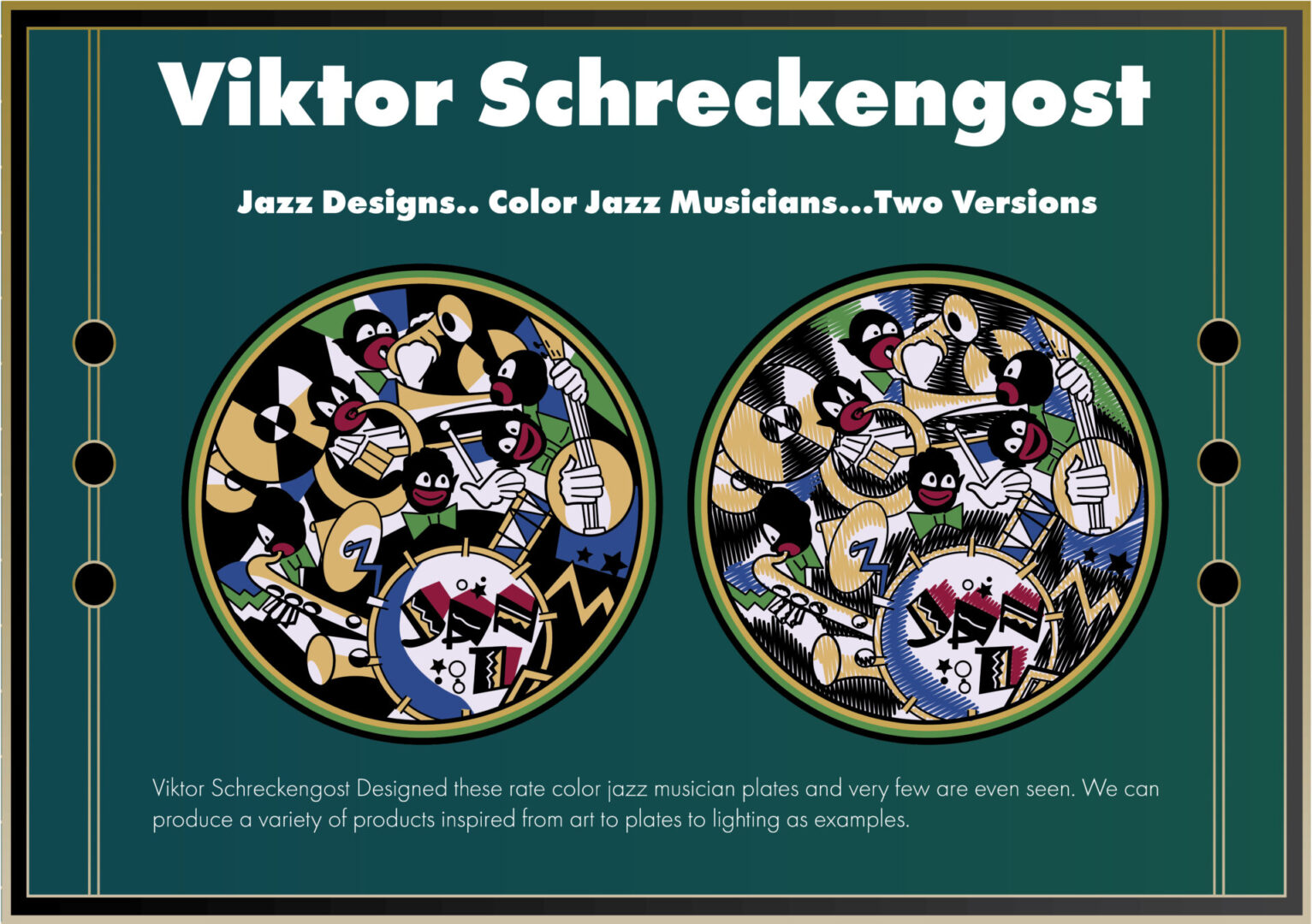 Viktor Schreckengost Jazz Designs with Color Jazz Musicians