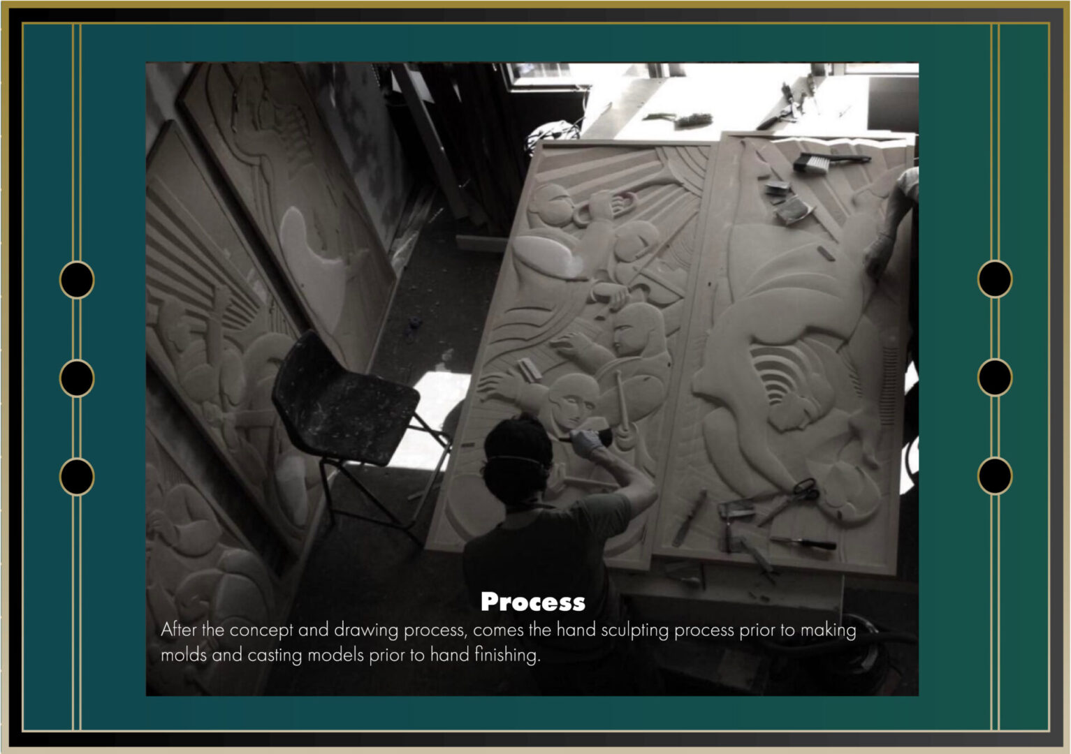 The hand sculpting process before making the molds