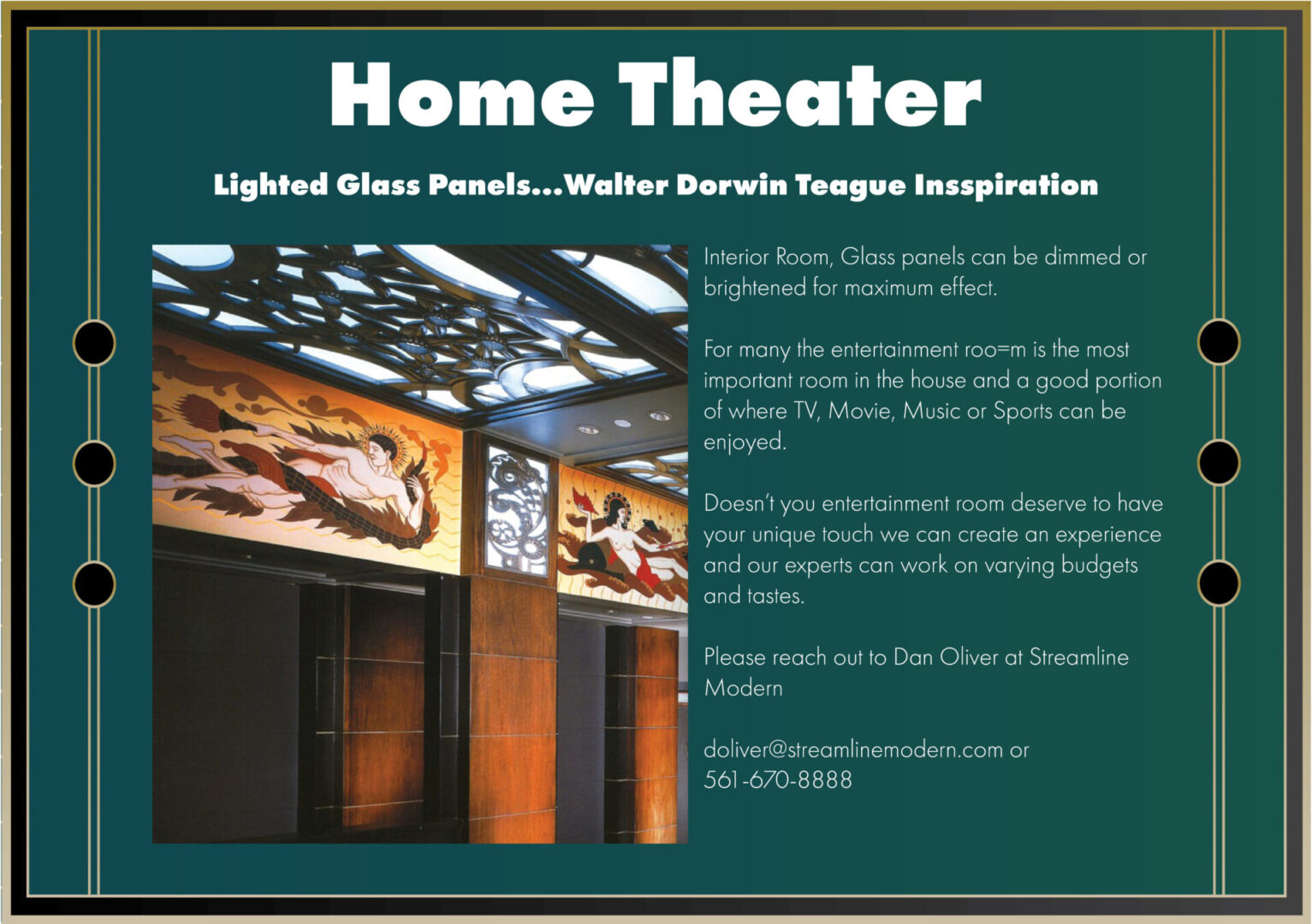 Home Theater with Lighted Glass Panels