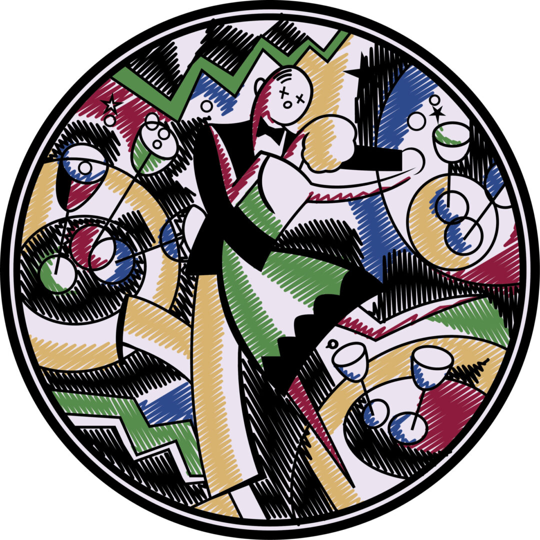 Beautiful colored plate design showing jazz dancers