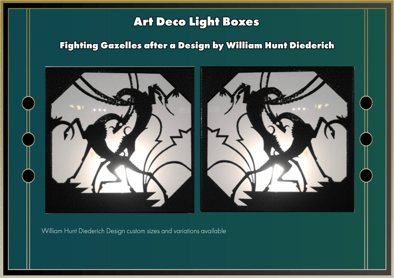 Fighting Gazelles Art Deco Light Boxes