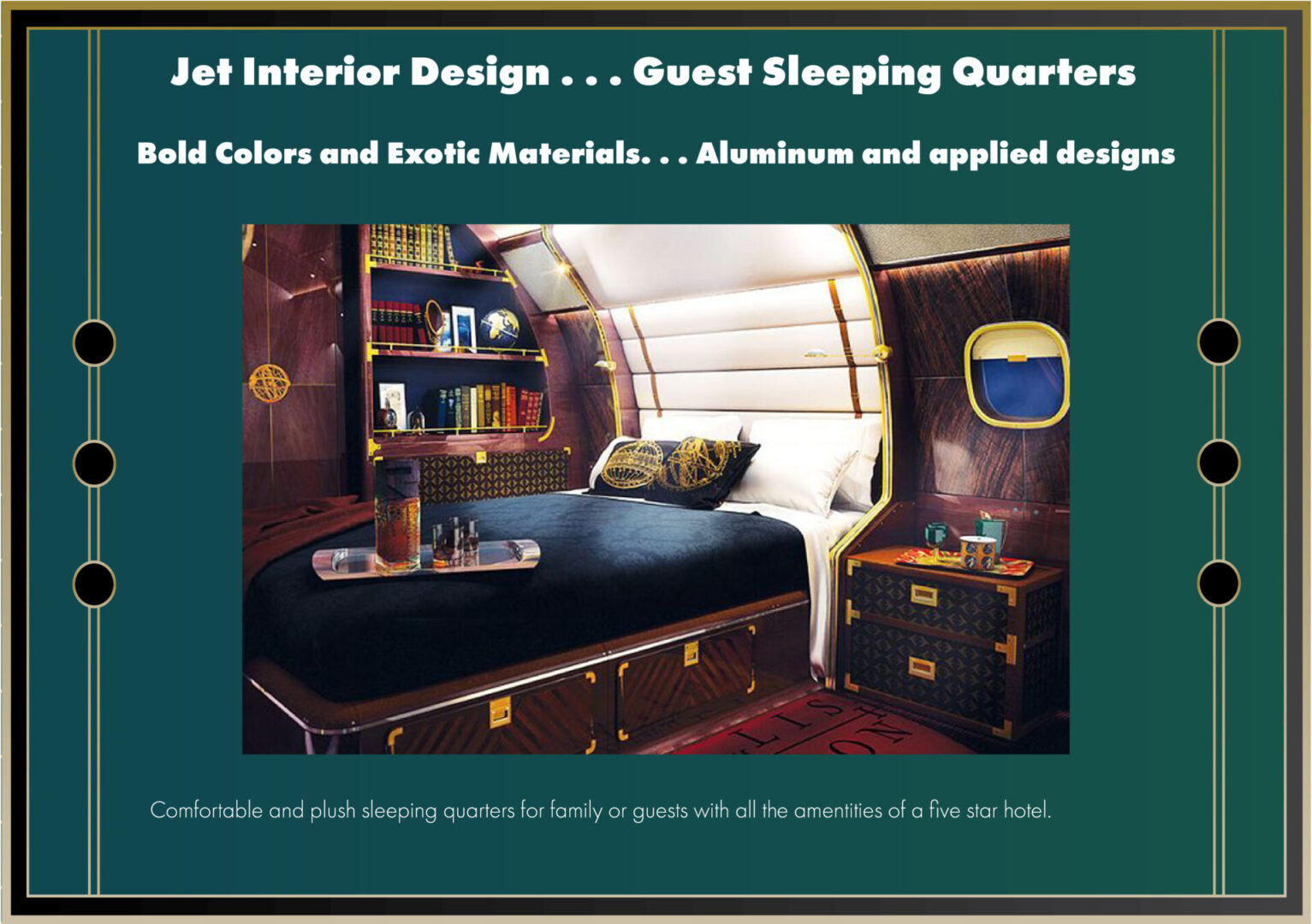Jet Interior Design in Bold Colors using Exotic Materials