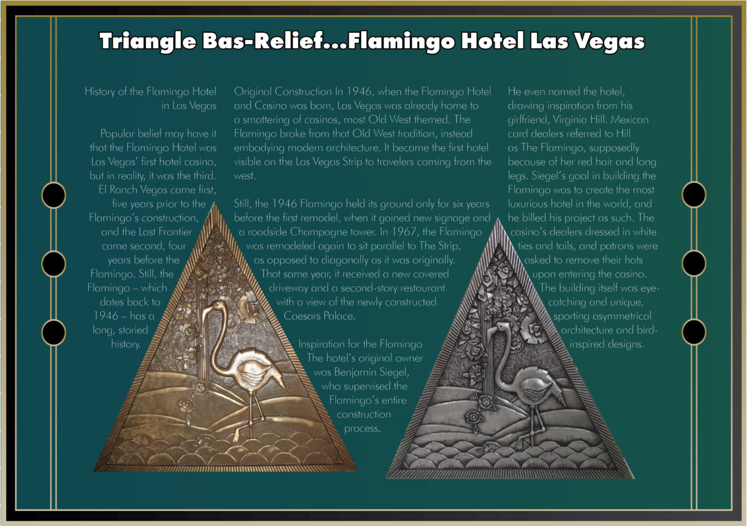 Triangular Bas Relief for Flamingo Hotel in Las Vegas