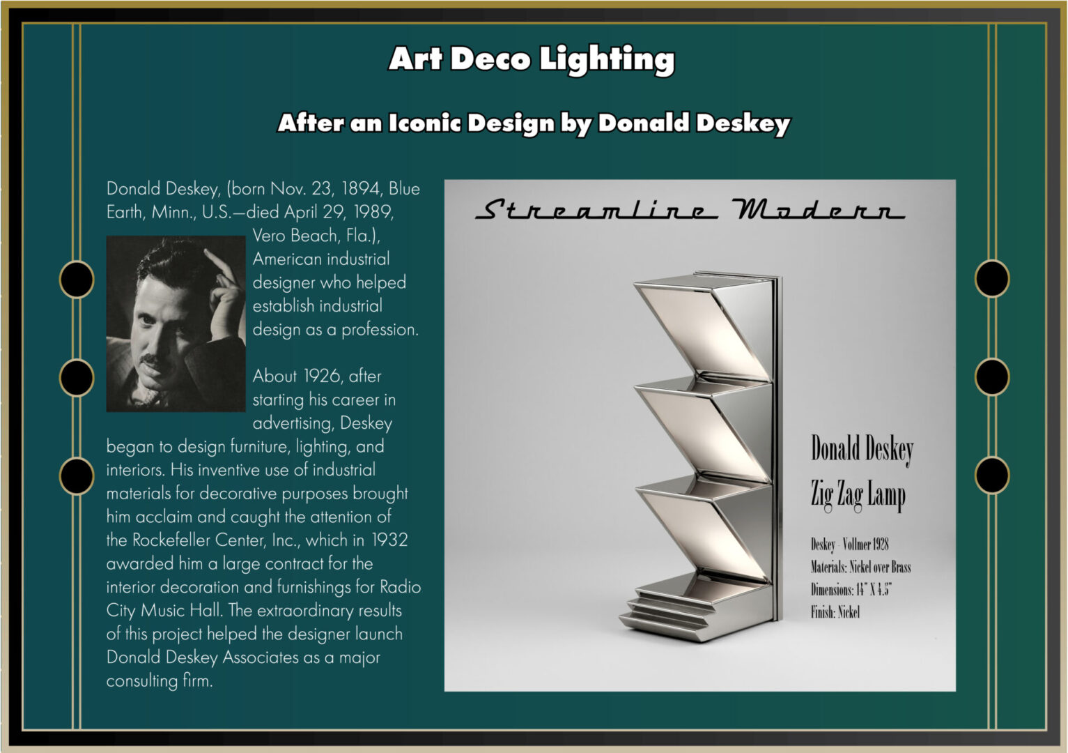 Iconic Art Deco Lighting Design by Donald Deskey
