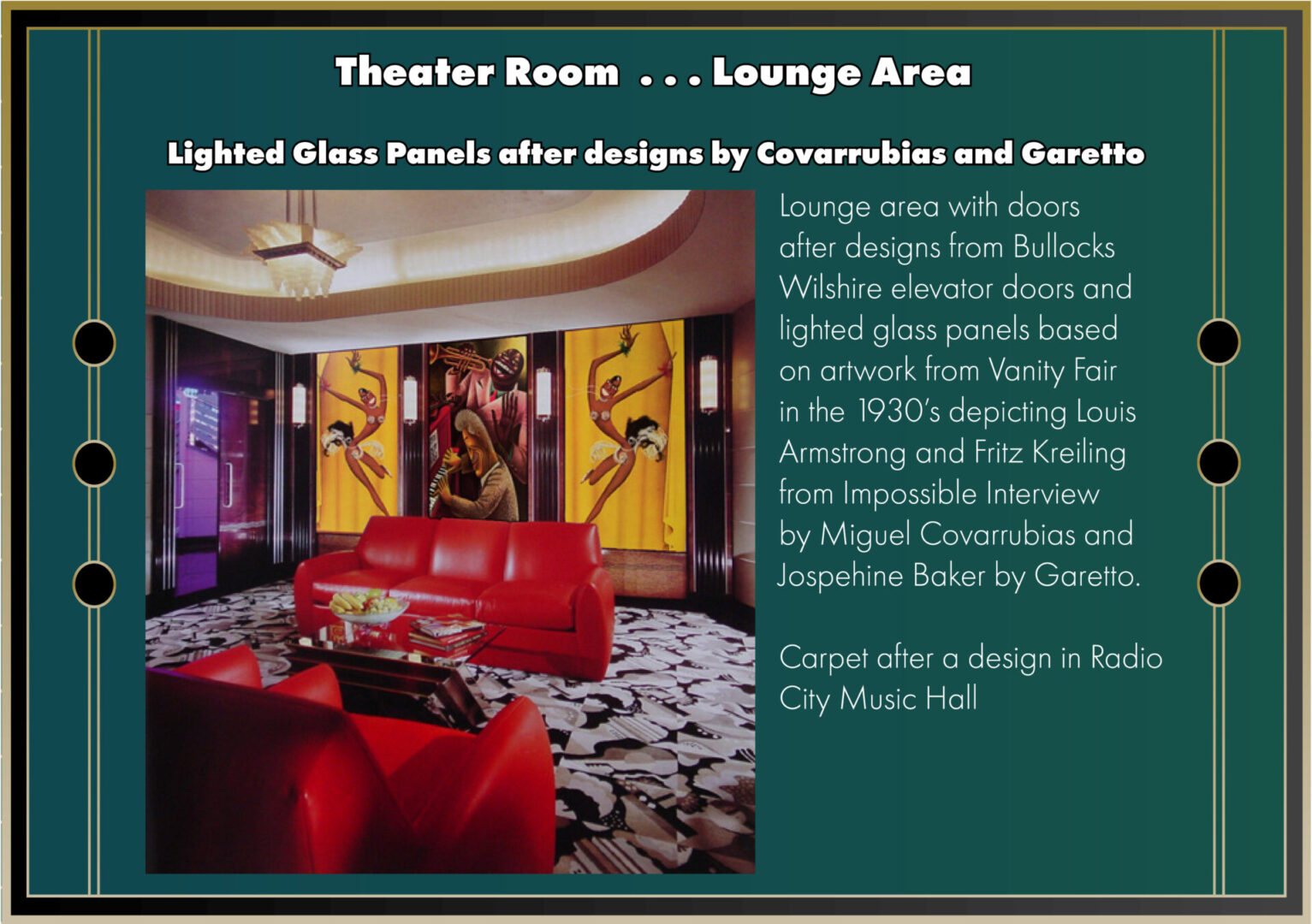 Lounge area of Theater Room with Lighted Glass Panels