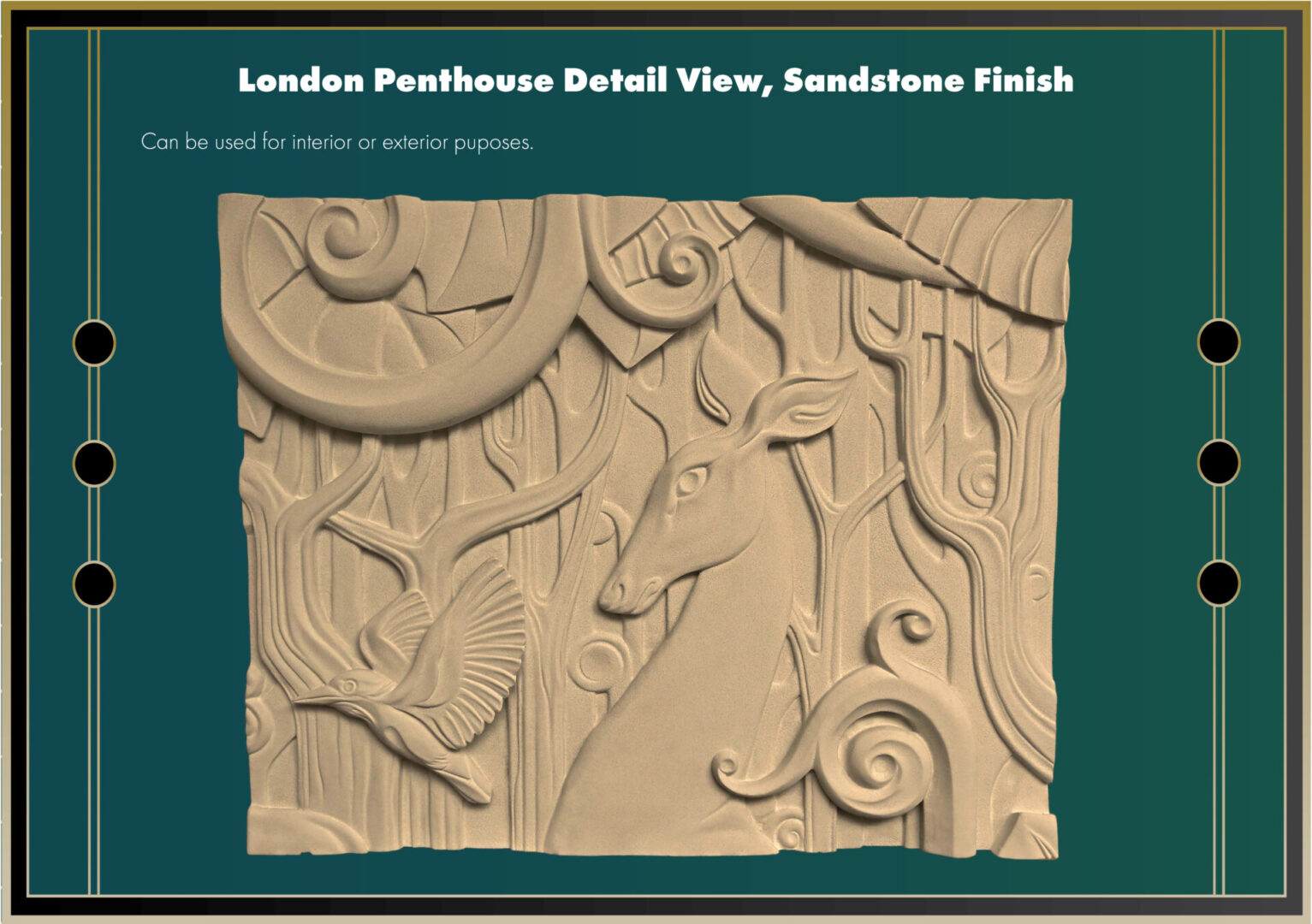 Detail view of Bas Relief Design at London Penthouse