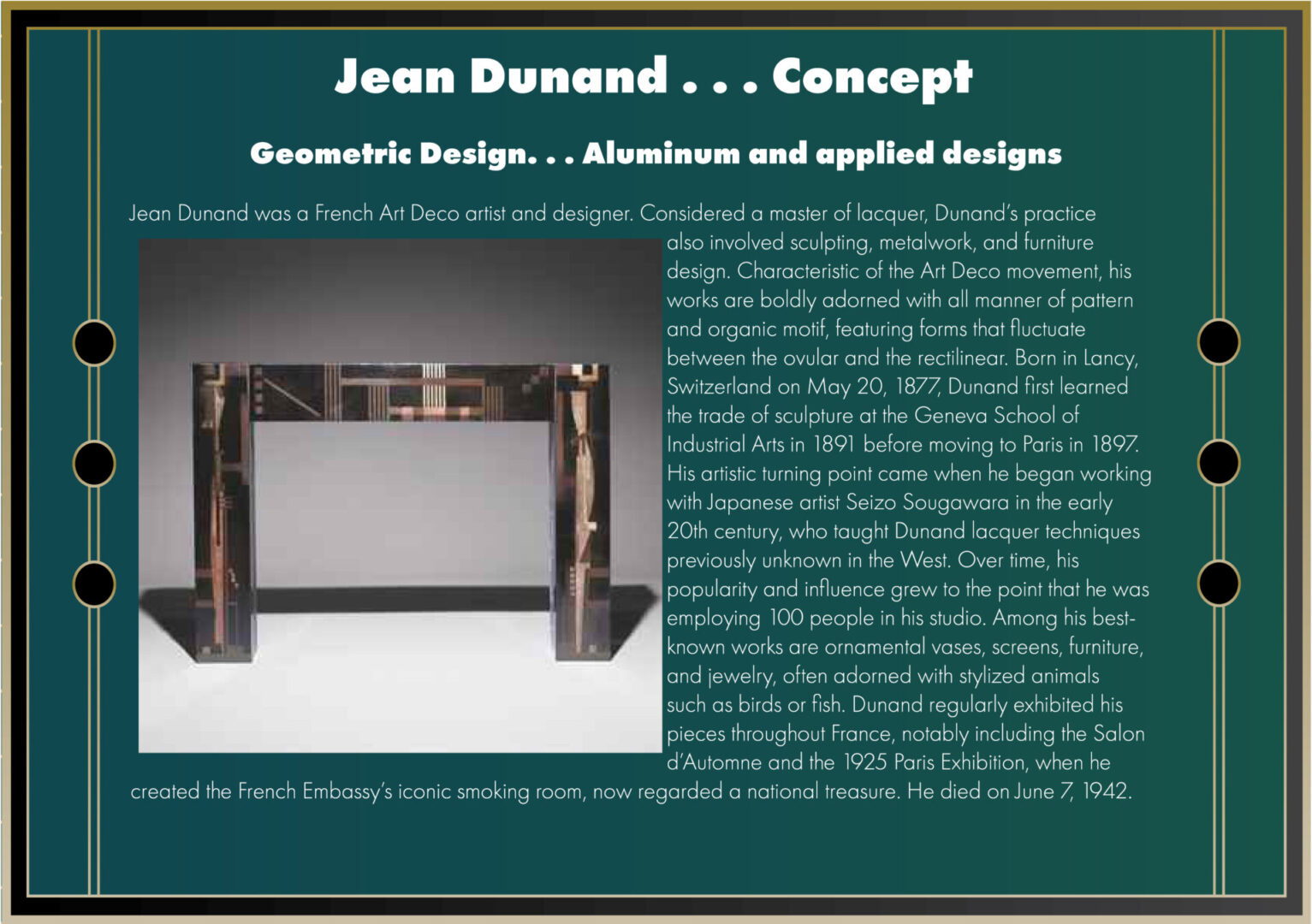 Geometric design in aluminum by Jean Dunand
