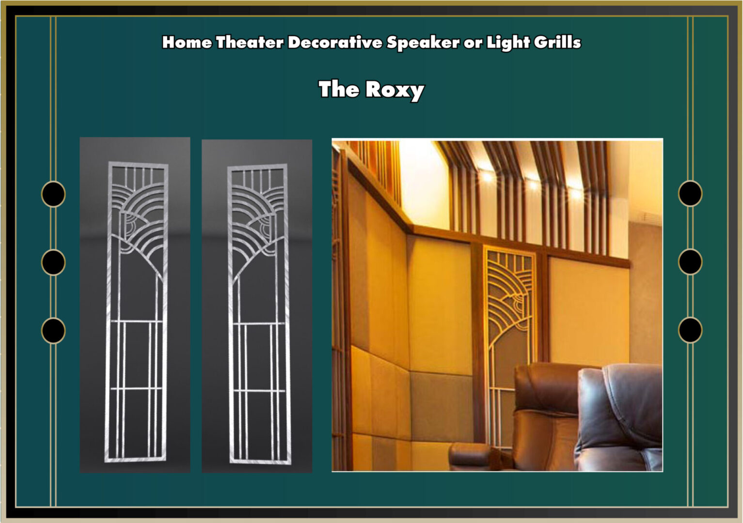 Home Theater with Decorative Speaker and Light Grills
