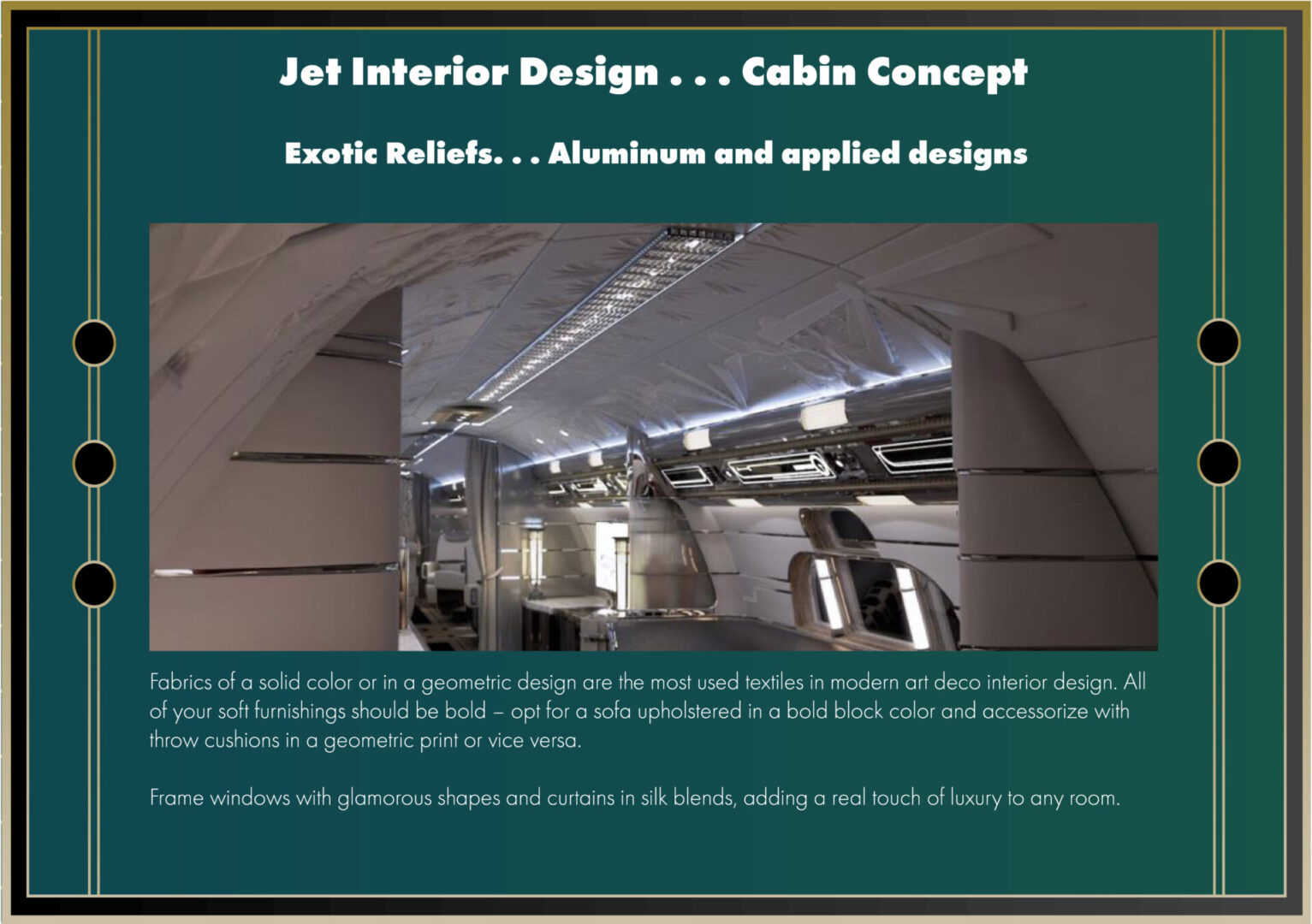 Jet Interior Design Exotic Reliefs in Aluminum