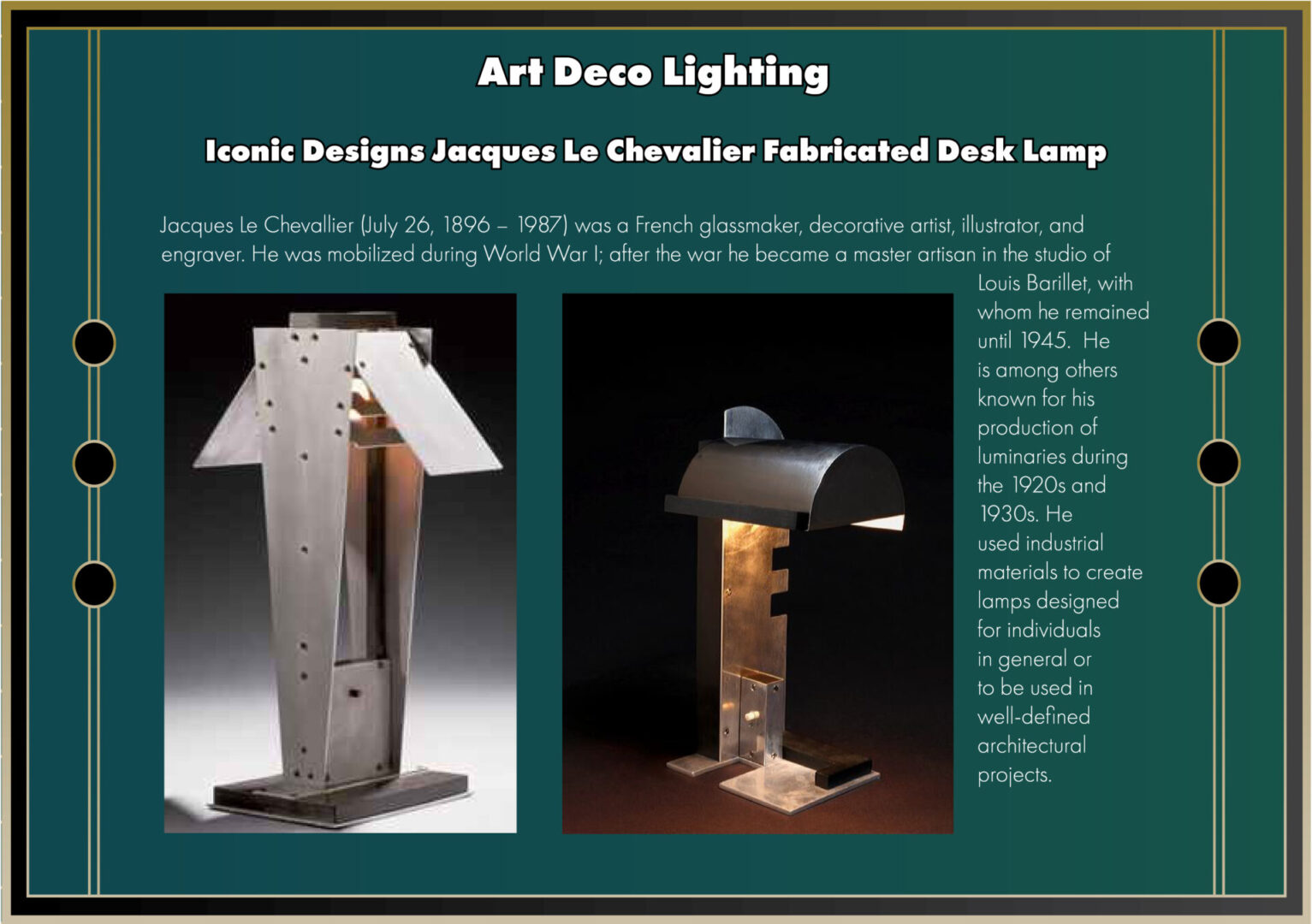 Jacques Le Chevalier fabricated Desk Lamp