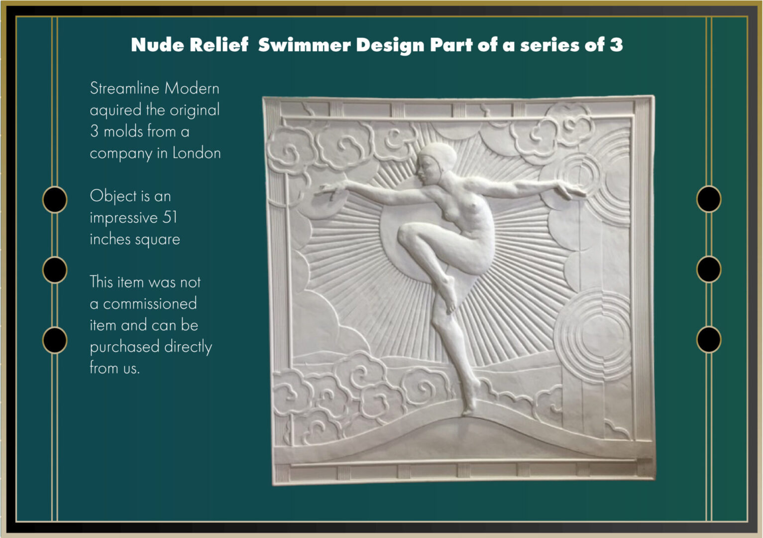 Nude Relief Swimmer Design Panel in 51 inch square pieces