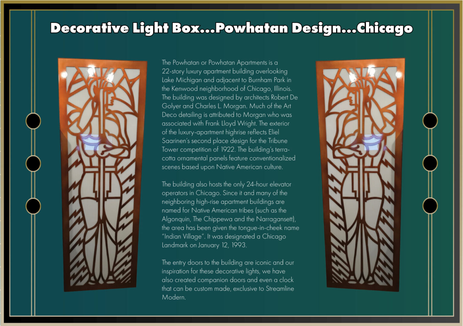 Decorative Light Box door design for Powhatan Apartments
